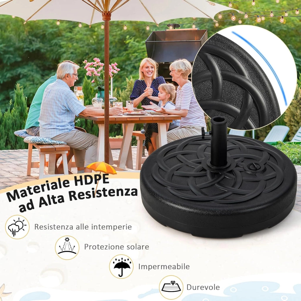 Base Ombrellone Rotonda Riempibile, Base per Ombrellone da Giardino da Riempire di Acqua/Sabbia, Pesi per Ombrelloni con Palo 38/48 MM da Giardino Terrazzo (Modello3 (23L))
