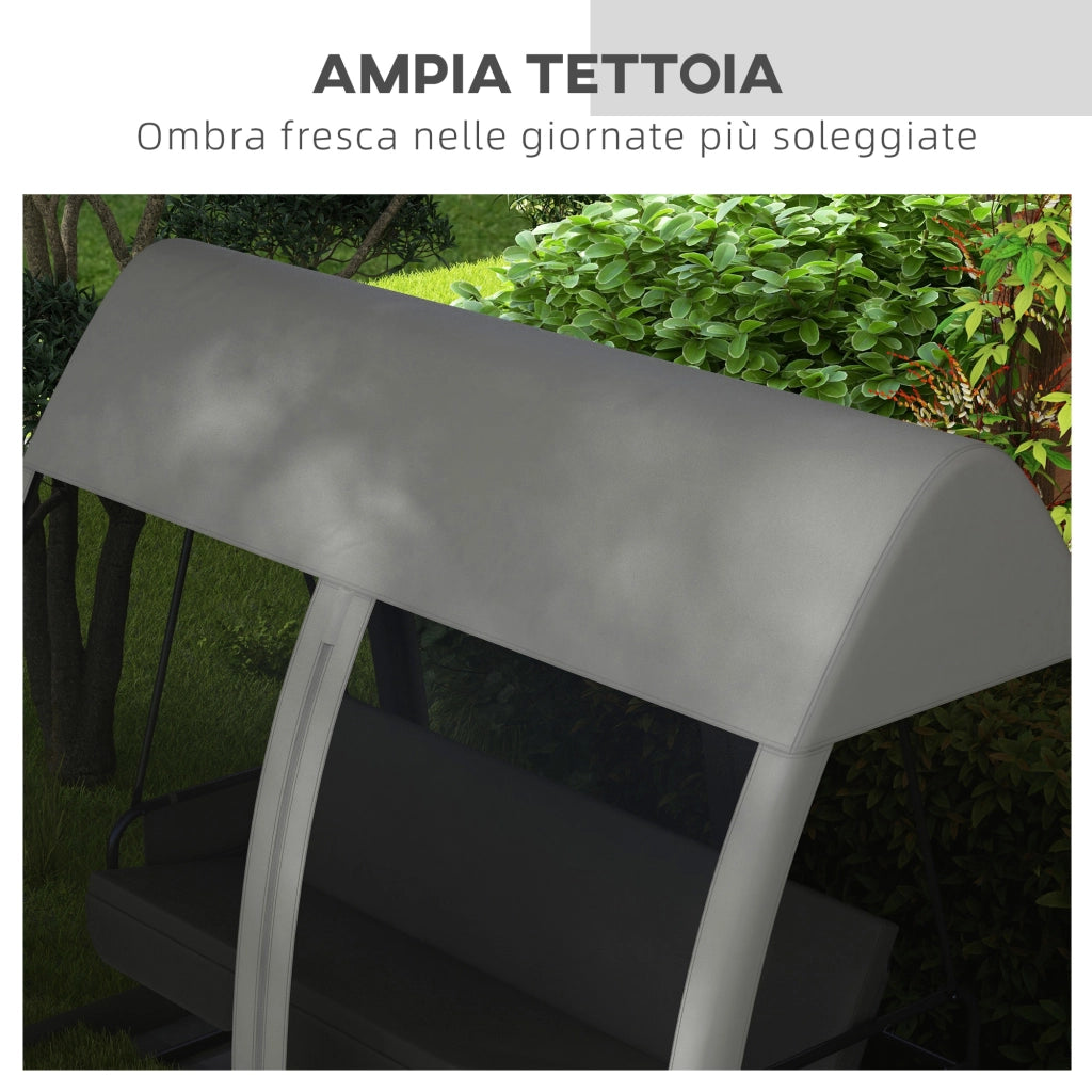 Letto da Giardino Convertibile con Cuscini e Zanzariera ¨C Zephmum ¨C Grigio 240x140x197 cm