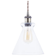 Lampada a Sospensione lampadario Industriale in Metallo Ottone Vetro Trasparente