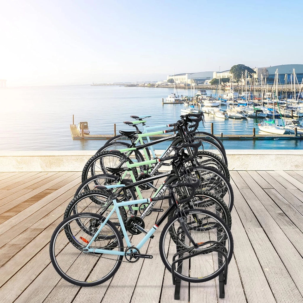 Rastrelliera per Biciclette, Portabiciclette Parcheggio Organizzatore per 4/5/6 Bici, Parcheggio per Biciclette, Telaio d'Acciaio (Nero, 6 Bici)