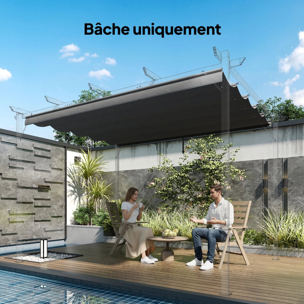 Telo per Pergola Retrattile ¨C zephmum ¨C Grigio Scuro 350x260 cm