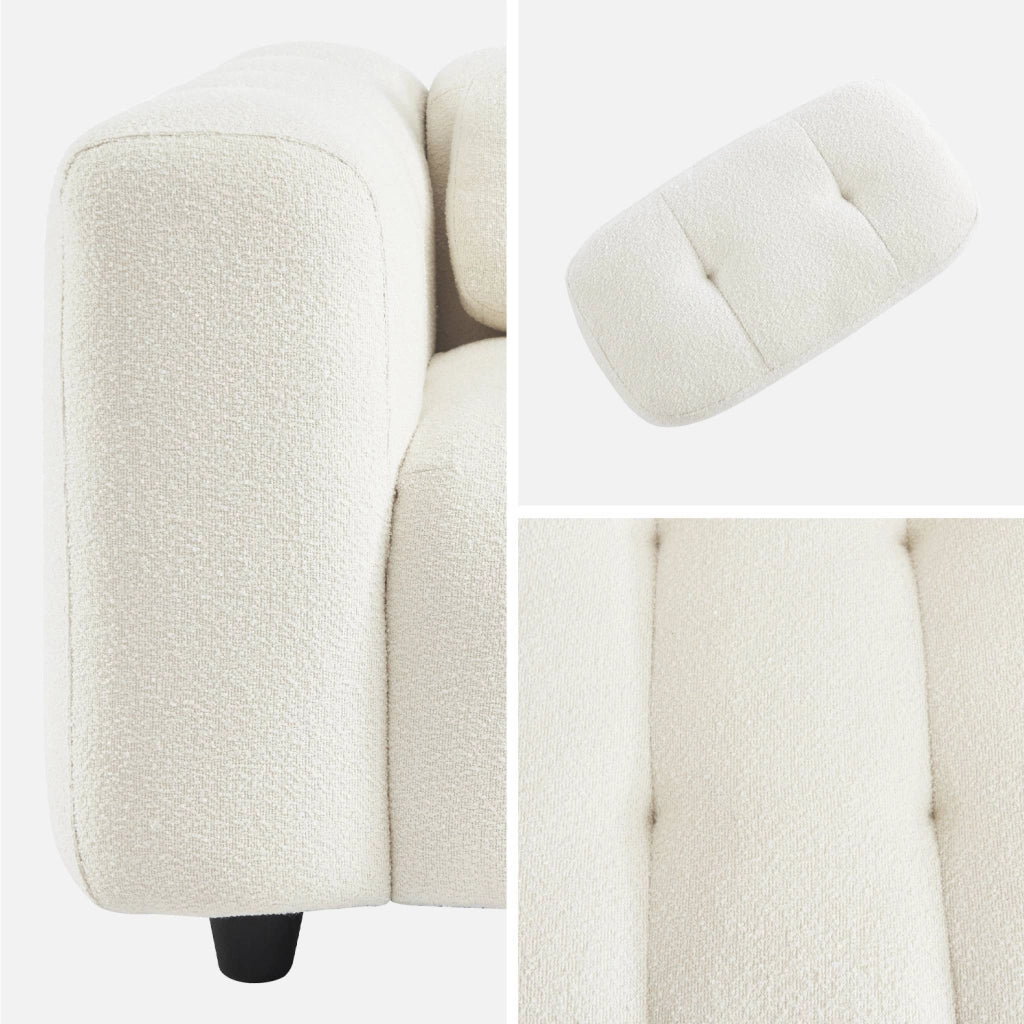 Poltrona imbottita in tessuto bouclé testurizzato, 1 posto, crema