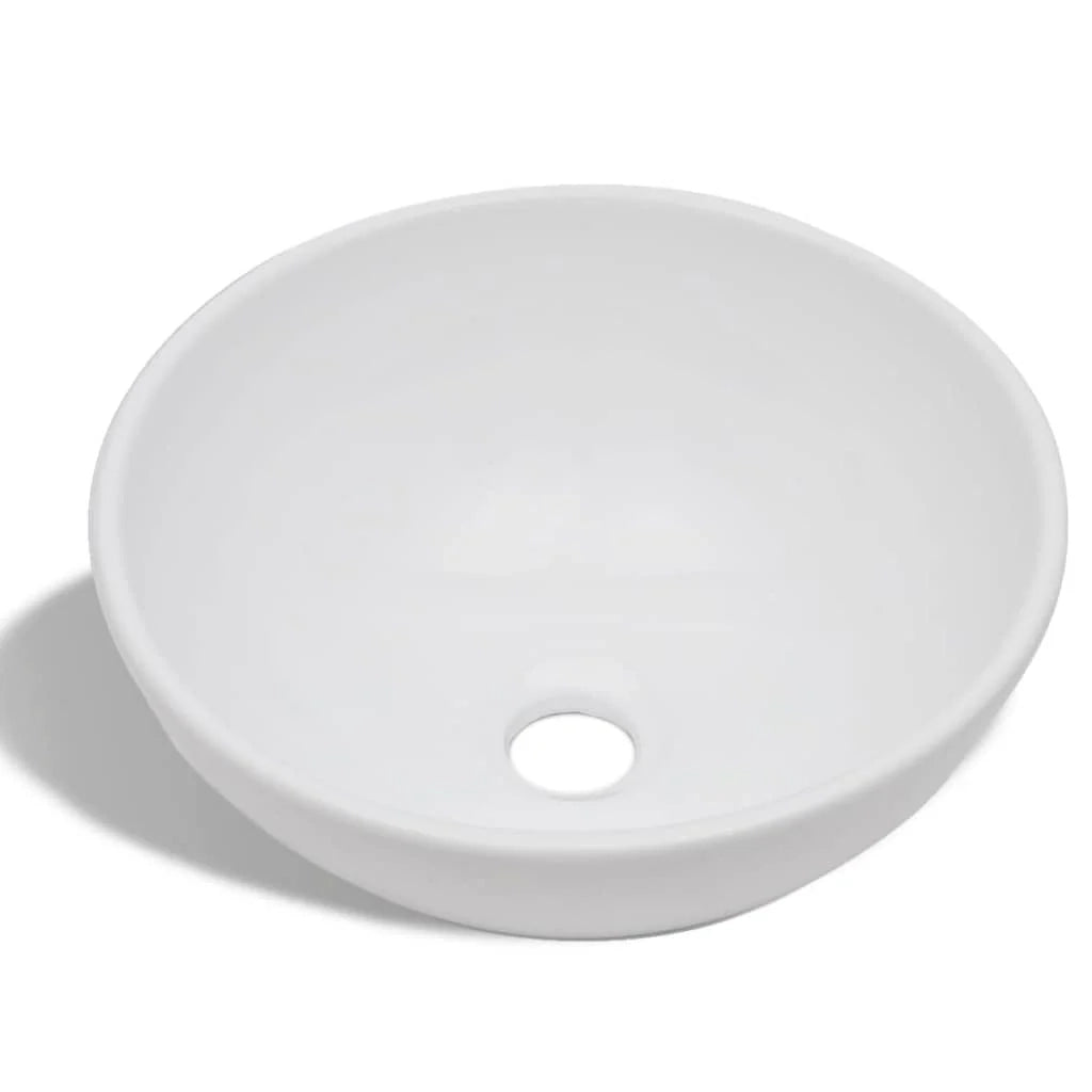 Lavabo da bagno diametro 32,5 cm con miscelatore tondo in ceramica bianca 02_0002840