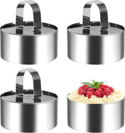 4 pezzi - anello per dessert in acciaio inossidabile - forma rotonda - forma per dessert - 8x4 cm