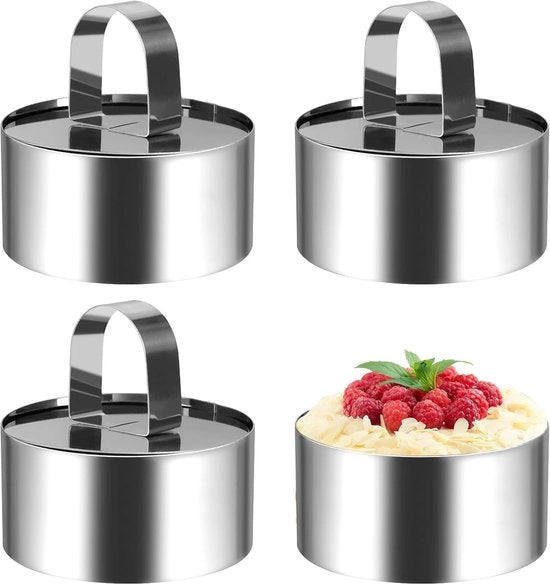 4 pezzi - anello per dessert in acciaio inossidabile - forma rotonda - forma per dessert - 8x4 cm
