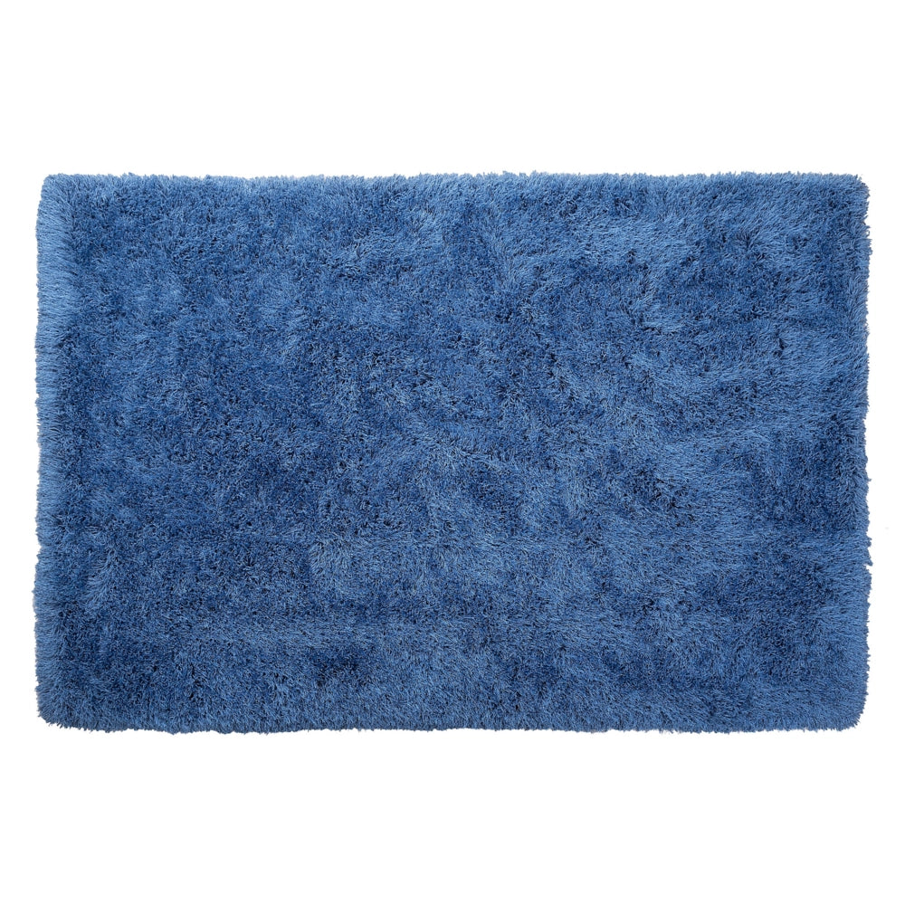 Tappeto Shaggy Tappeto a pelo lungo Solido Poliestere Blu Rettangolare 140 x 200 cm