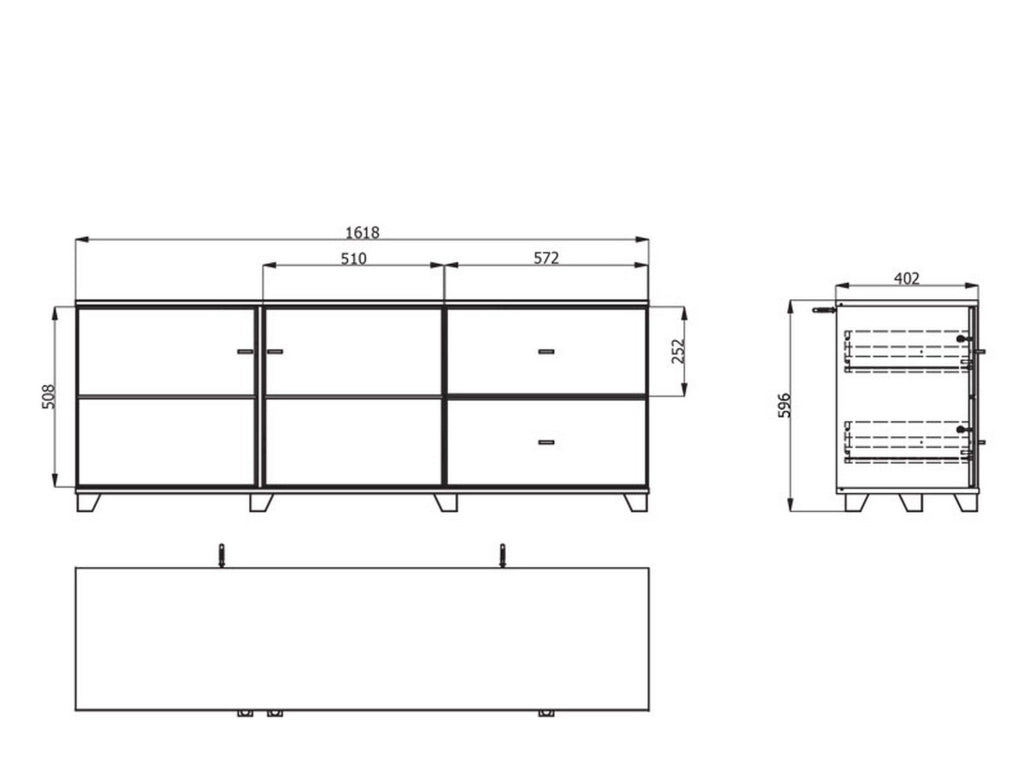 Isera, Mobile Porta tv 2 Cassetti, 162x40x59.5h cm Bianco