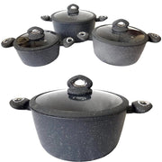 Trade Shop - Set Di 3 Pentole Casseruole Batteria In Pietra Lavica Antiaderente Antigraffio -