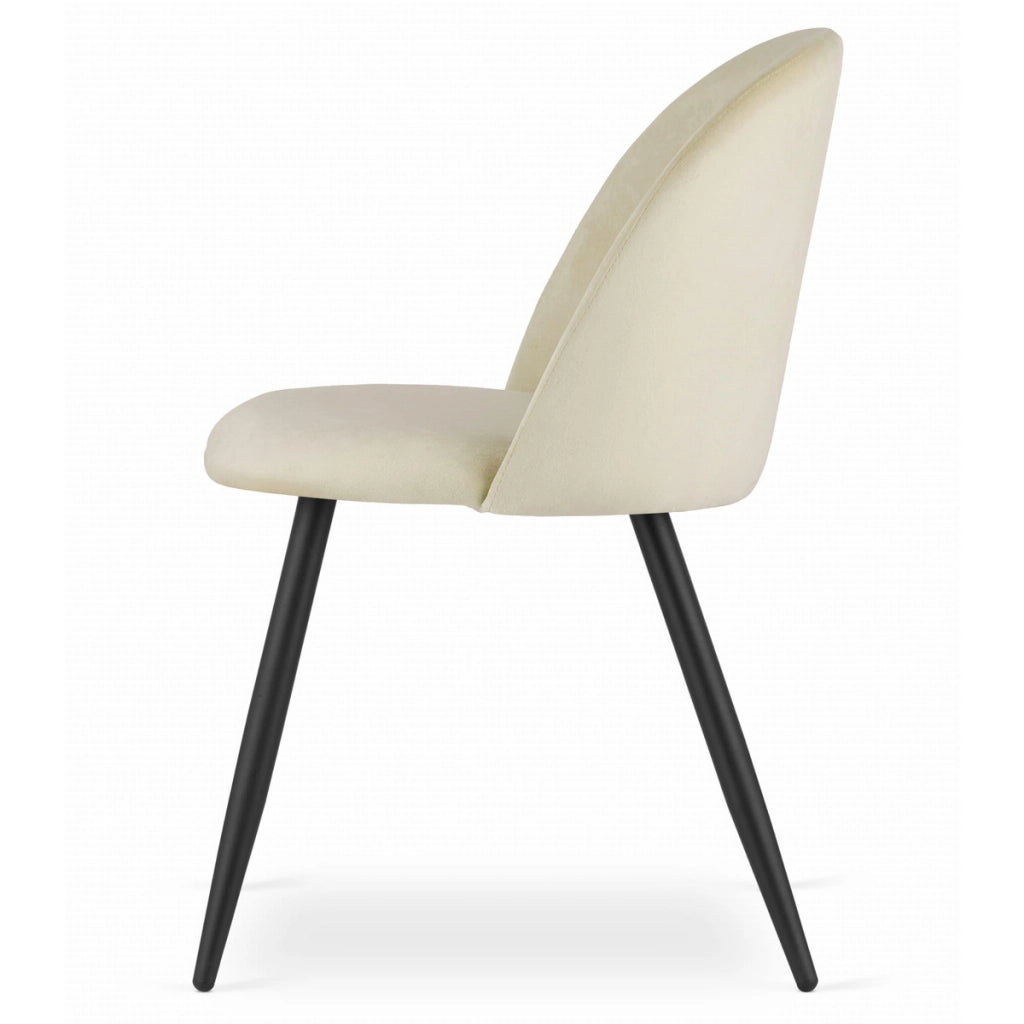 Set di 2 sedie Bello in velluto beige con gambe nere