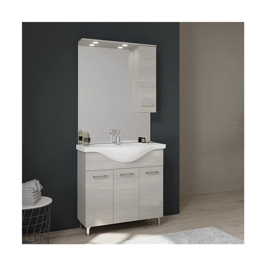 MOBILE BAGNO ROVERE GRIGIO 3 ANTE 85 CM