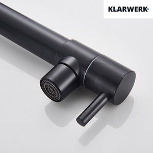 Björn |Rubinetto gastronomico a parete nero opaco|professionale da cucina in acciaio inox a due getti|Rubinetto doppio per lavello ristorante a parete