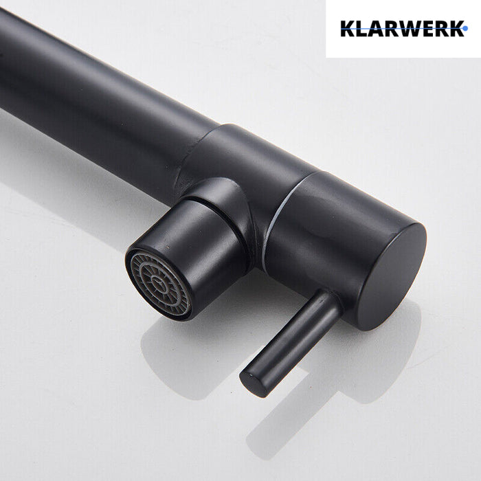 Björn |Rubinetto gastronomico a parete nero opaco|professionale da cucina in acciaio inox a due getti|Rubinetto doppio per lavello ristorante a parete