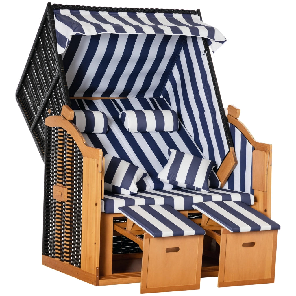 Strandkorb doppia con tetto e tavolino ¨C zephmum ¨C Blu