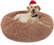 Letto per Cani Cuscino per Gatti Piuma Tonda soffice Donut Morbido Cuscino per Cani Cappotta per Cani Lavabile S/M/L/XL/XXL per Piccoli, Medi e Grandi Cani, Gatti e Altri Animali da Compagnia (XXL-80cm, Marrone)