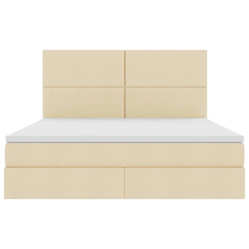 Letto con contenitore e materasso Crema 180 x 200 cm Poliestere
