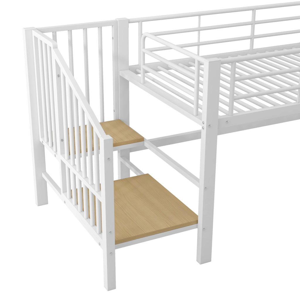 LETTO a soppalco con scala contenitore 90 x 200 cm bianco