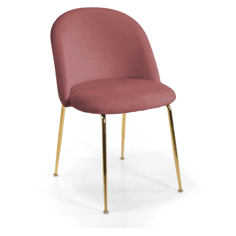 Sedia velluto Sammi rosa antico struttura oro cm 50x57h47/77,5
