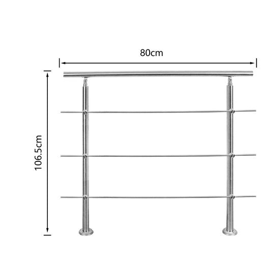 Scala in acciaio inossidabile, 80 cm con 3 traverse, kit di montaggio maniglia maniglione supporto muro interno e esterno