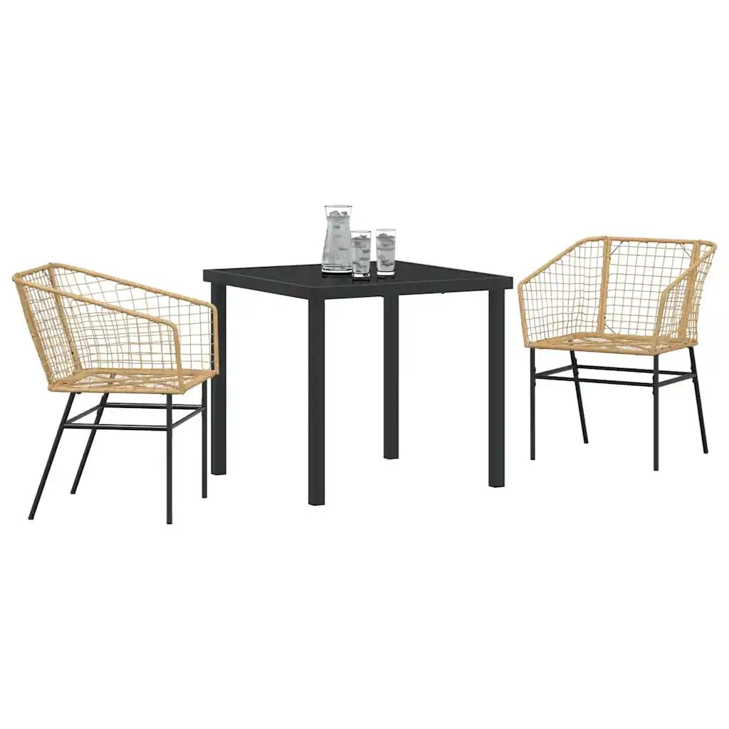 Set da Pranzo per Giardino 3 pcs Marrone polyrattan 3380897