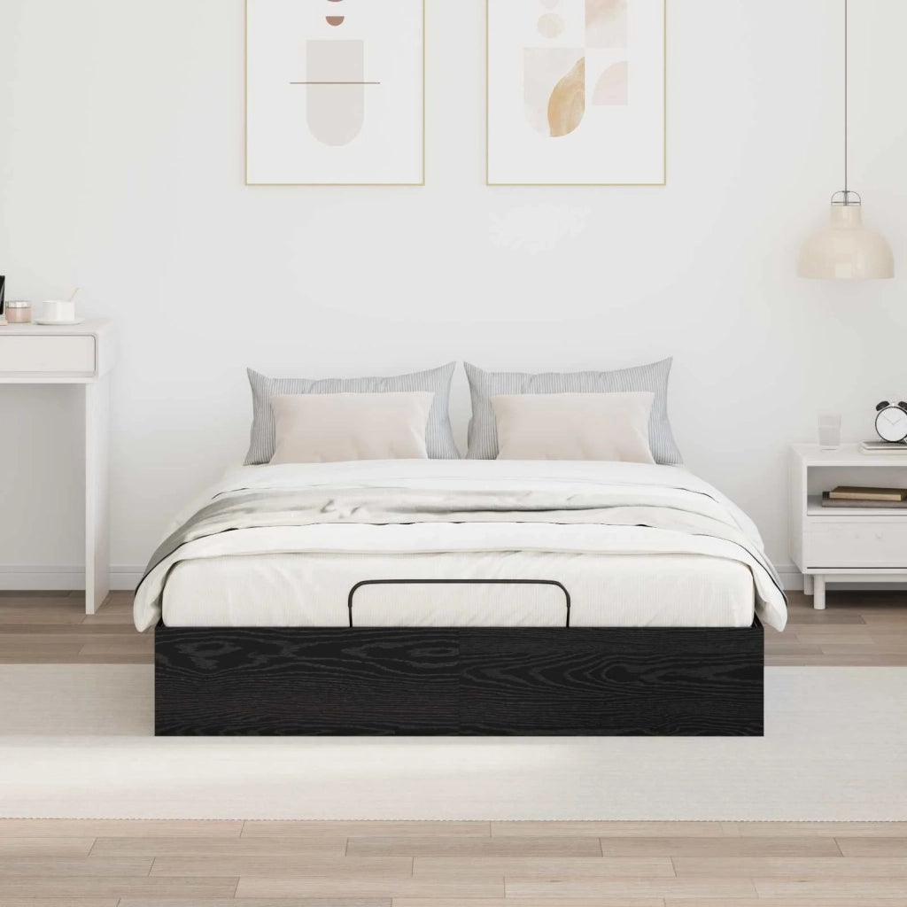 Letto ottomano con archiviazione Rovere Nero 193 x 140 x 25 cm 3409270