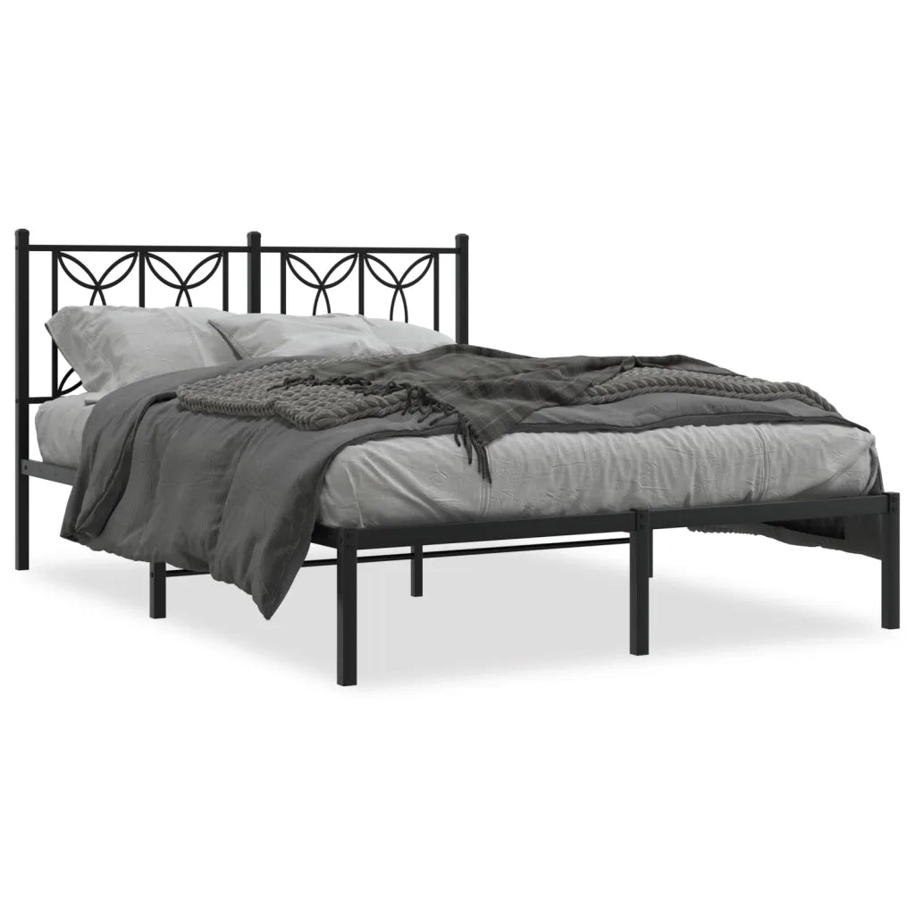 Giroletto con Testiera-Struttura Letto con testiera in Metallo Nero 140x190 cm 384137