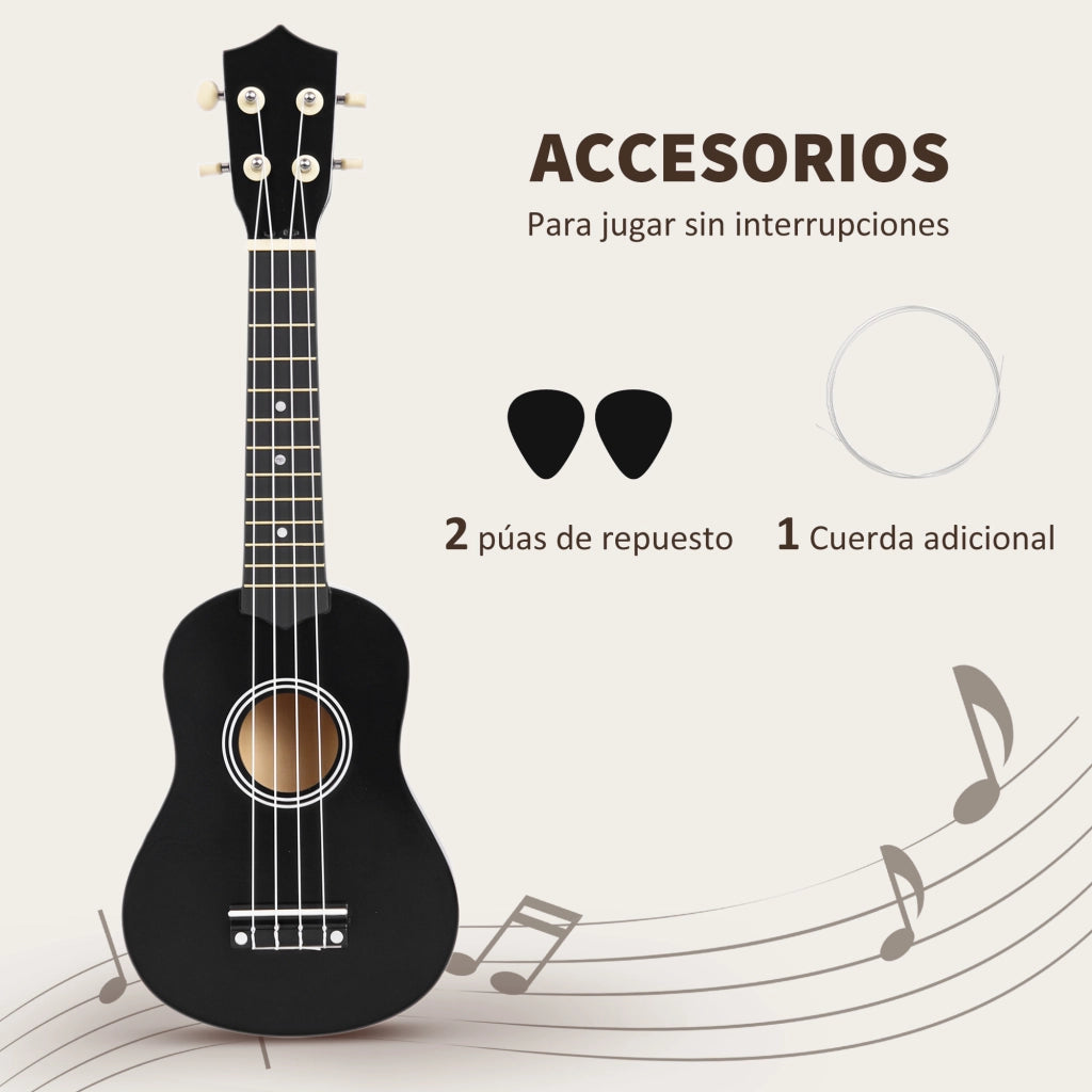 Ukulele Soprano per Principianti ¨C zephmum ¨C 53x17.5x6.2 cm Nero