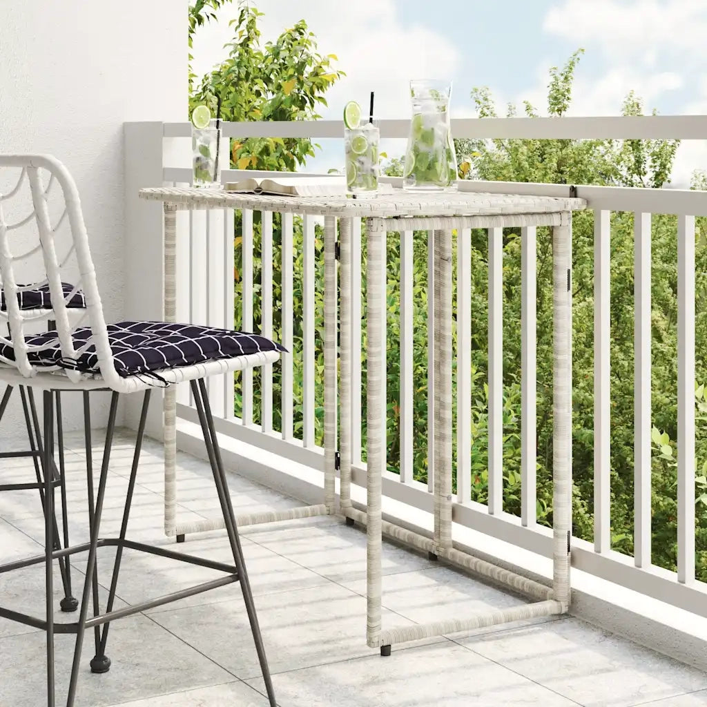 vidaXL Tavolo Giardino Pieghevole Grigio Chiaro 90x51x75 cm Polyrattan