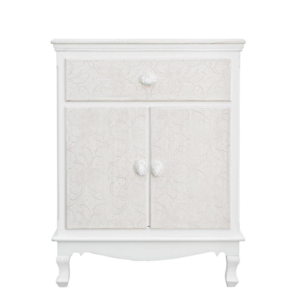 Mobiletto 2 Ante 1 Cassetto MDF Bianco Classico da Interno - ALBINE