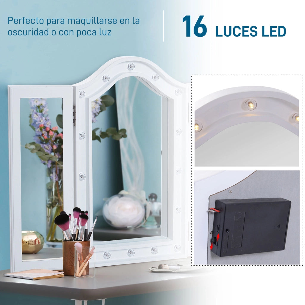 Specchietto da Trucco Illuminato LED Pieghevole ¨C zephmum ¨C 73x53.5x4.5cm
