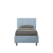 Letto singolo senza rete imbottito 80x200 microfibra azzurro Adele