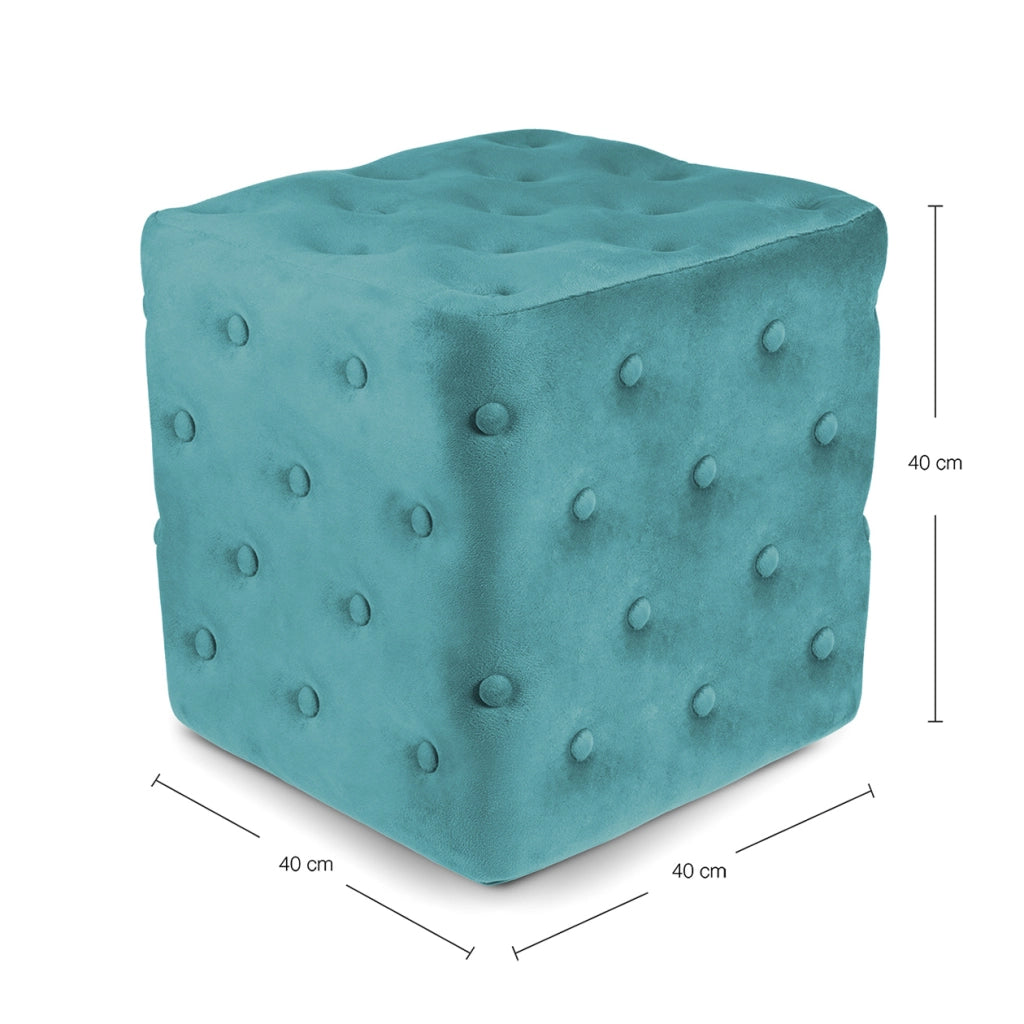 Pouf poggiapiedi quadrato, pouf divano in velluto verde petrolio - Otto - PO26OT