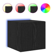 Mobile TV da Parete | Armadietto TV | Mobile Porta TV con LED Rovere Nero 30,5 x 35 x 30 cm