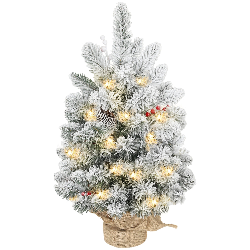 Albero di Natale Artificiale 60 cm con Luci LED ¨C Minimal ¨C Verde con Neve