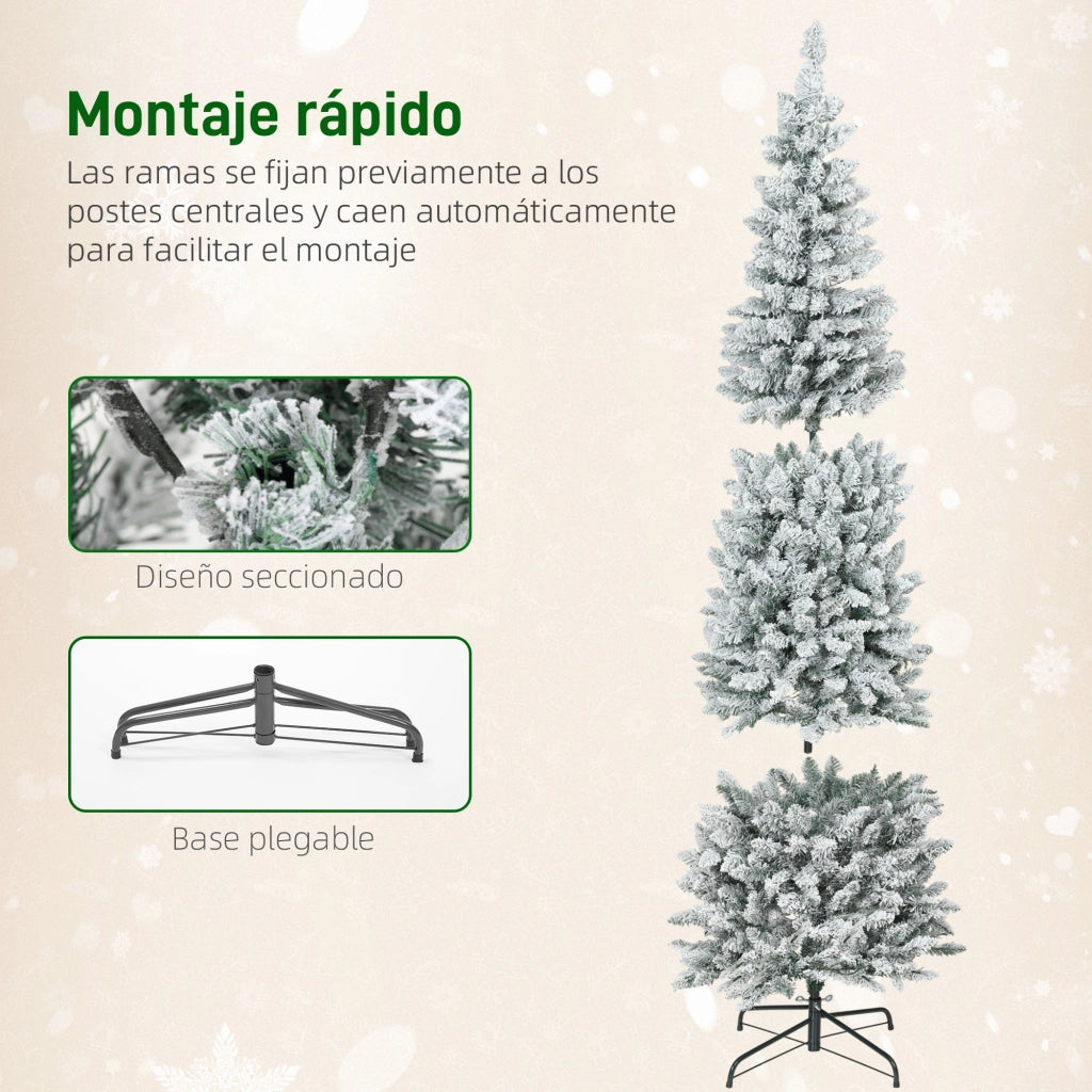 Albero di Natale Slim 210 cm con Luci LED Bicolore 11 Modalit¨¤ 687 Rami Verde ¨C Xylo ¨C 210 cm