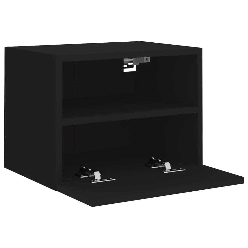 Mobile TV multimediale da parete mensola TV supporto TV sala da pranzo soggiorno camera da letto 2 pezzi 40 x 30 x 30 cm legno ingegnerizzato nero 02_0028907