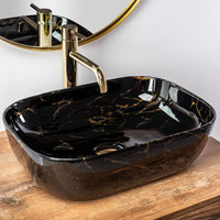 Lavabo Da Appoggio Rea Belinda Black Marble Shiny