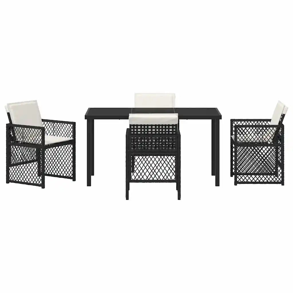 Set da Pranzo per Giardino 5 pcs Nero polyrattan 3380618