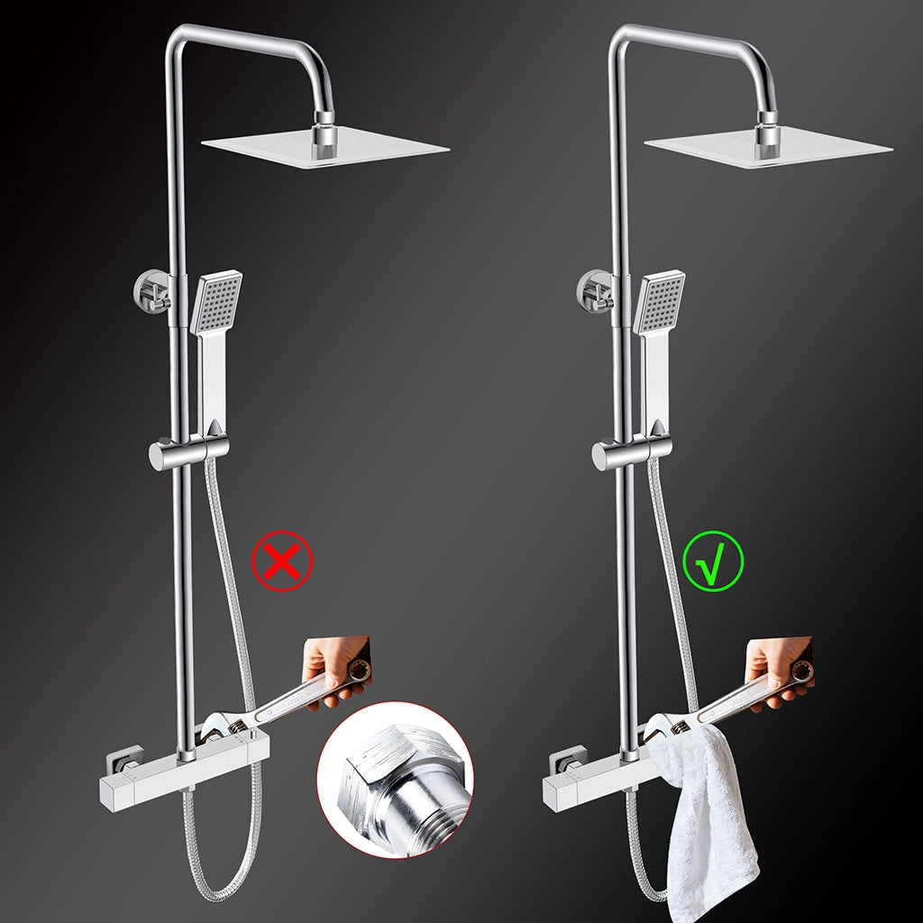 Colonne doccia cromo, soffione doccia quadrato 20x20cm acciaio inox, saliscendi doccia tondo regolabile 72-120cm