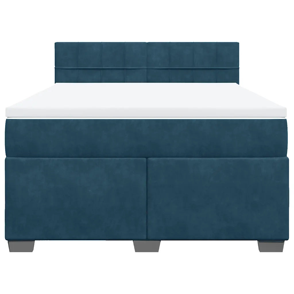 Giroletto a Molle con Materasso Blu 160x200 cm in Velluto 3286358