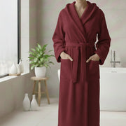 Satotite, Accappatoio 100% Cotone con Cappuccio, Rosso Bordeaux