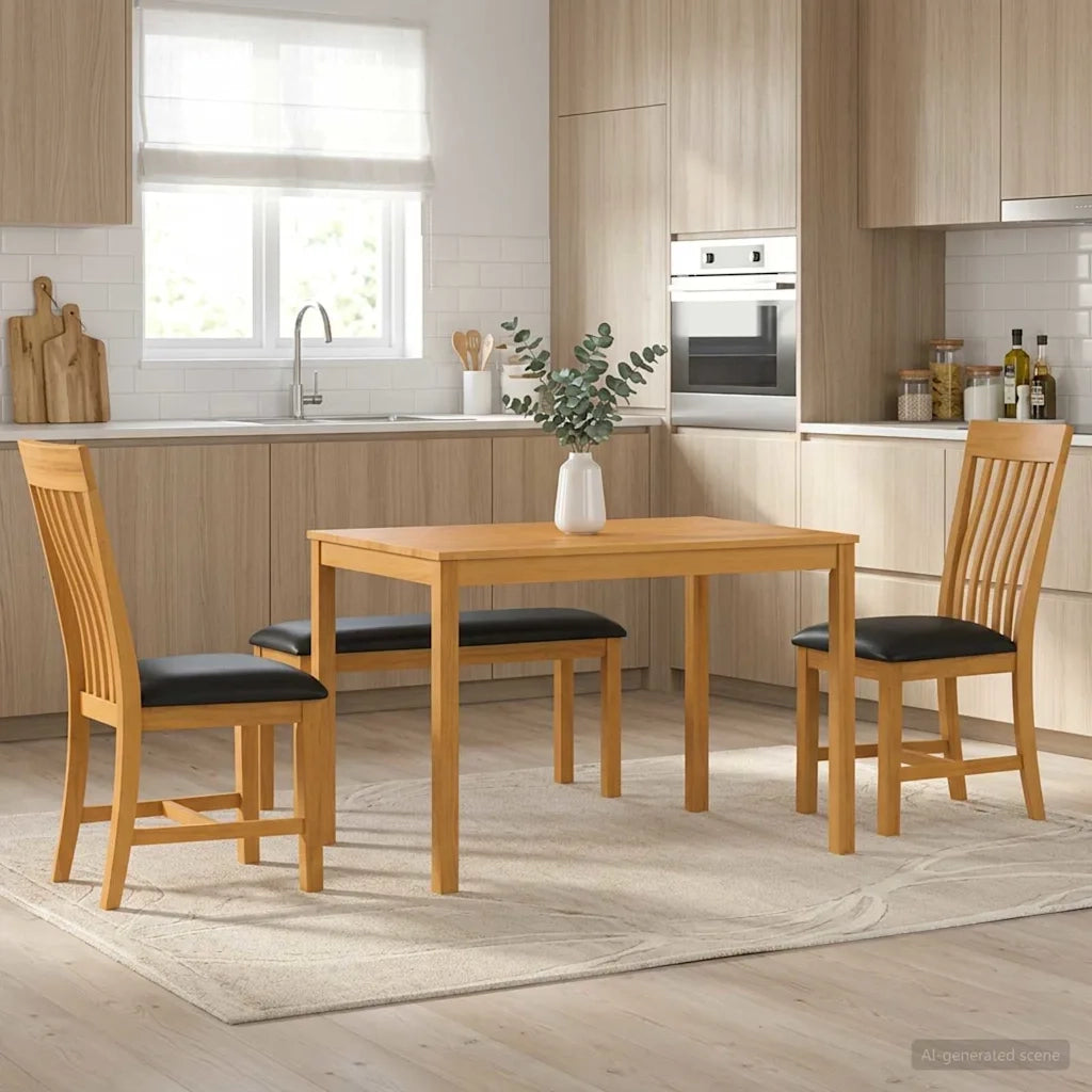 Set da pranzo 4 pz Nero Legno di Quercia Massello 3430304