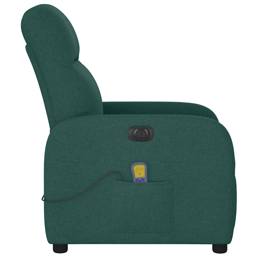 Divano Sedia-Poltrona Massaggiante Reclinabile Elettrica Verde Scuro Tessuto 240858