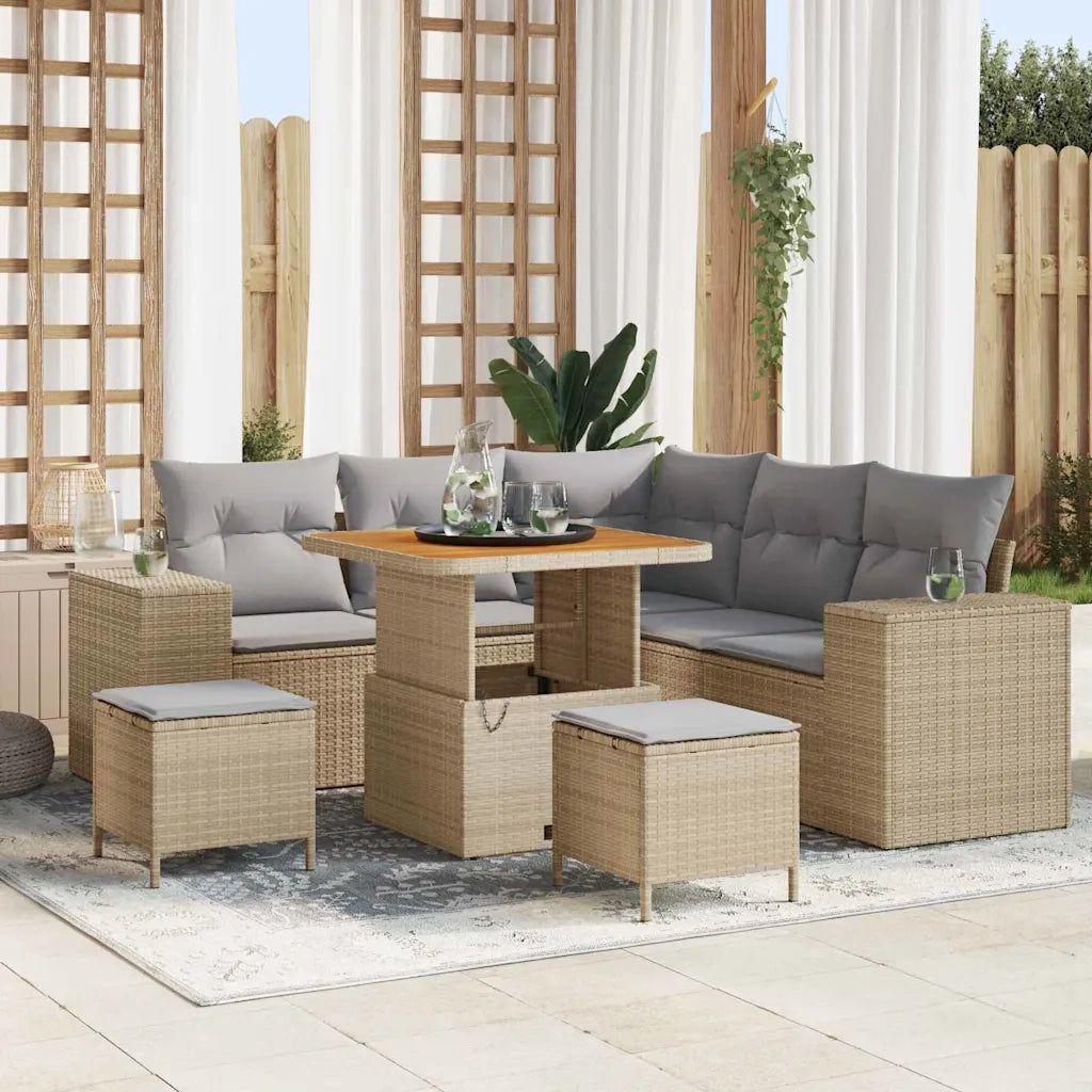Set Divano da Giardino 8 pcs Beige e Grigio Chiaro polyrattan 3363952