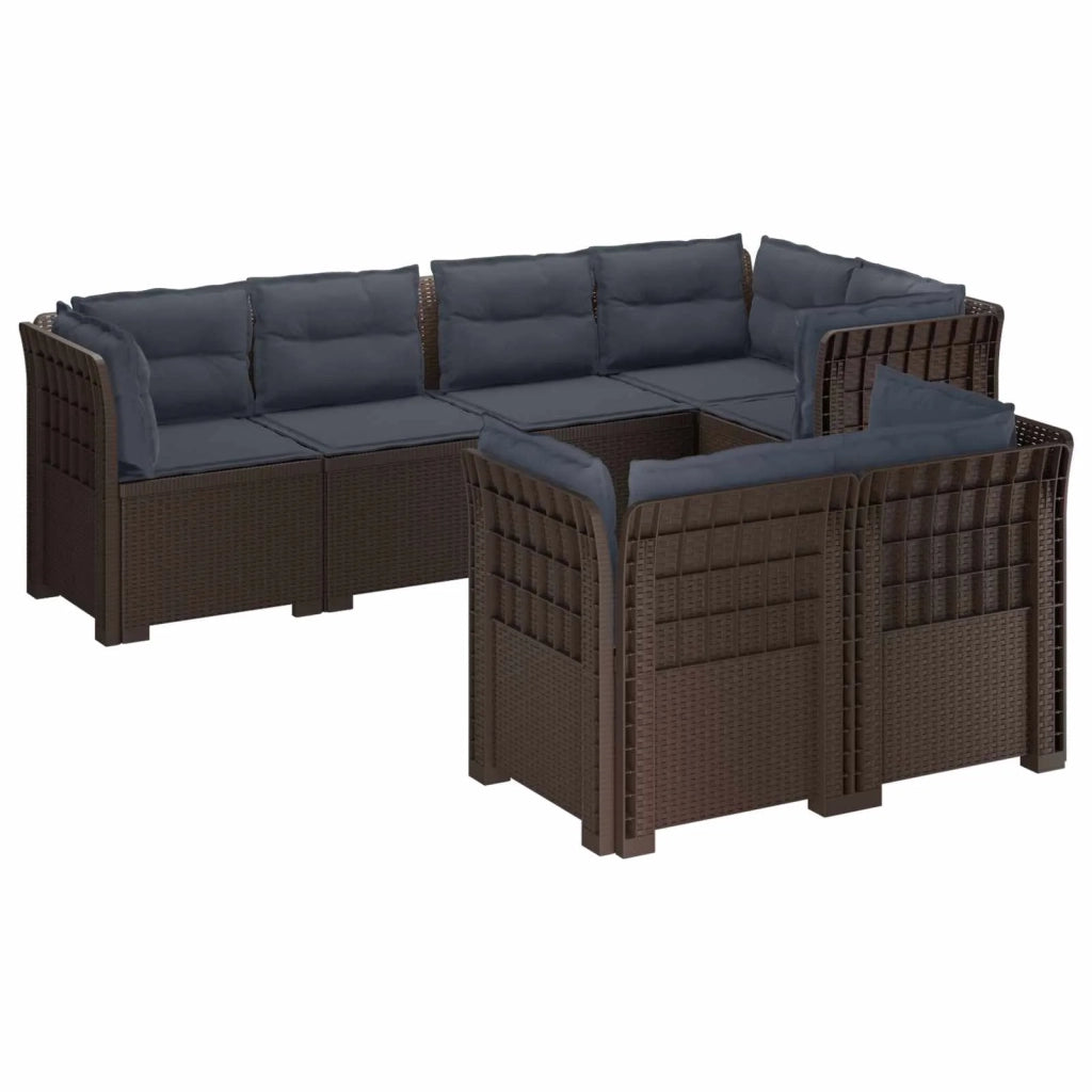Divano 7 Posti da Giardino con Cuscini Aspetto Rattan PP 3444165