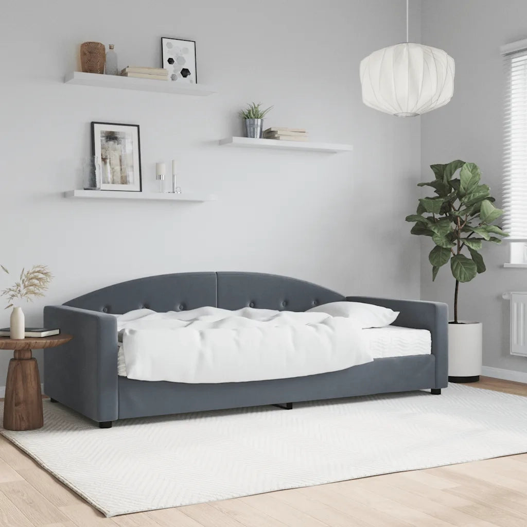Divano Letto con Materasso-Sofa Letto-Daybed Grigio Scuro 90x200 cm in Velluto 831167