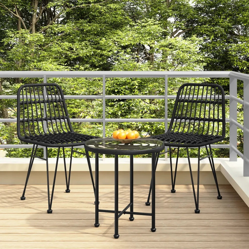 Sedie da Giardino 2pz Nere 48x62x84 cm Rattan PE cod mxl 16630
