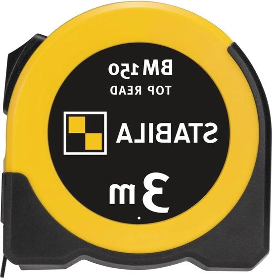 Zakbandmaat 3 metri con scala metrica e finestra di osservazione - Impermeabile in ABS - Precisione MID - Giallo