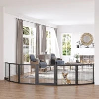 Recinzione per Cani Pieghevole, Legno di Pino, 432 x 36 x 70cm, Nero