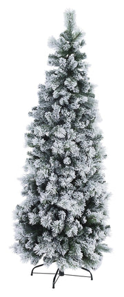 Albero di Natale Slim Sottile Stretto Innevato Bianco Realistico 180 cm Praga