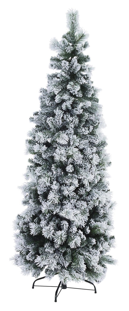 Albero di Natale Slim Sottile Stretto Innevato Bianco Realistico 180 cm Praga